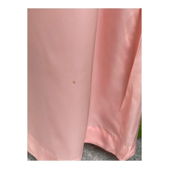 1950s Chiffon Formal Gown Dress Maxi Floral Tangerine Pink Yellow Sleeveless - Picture 15 of 16